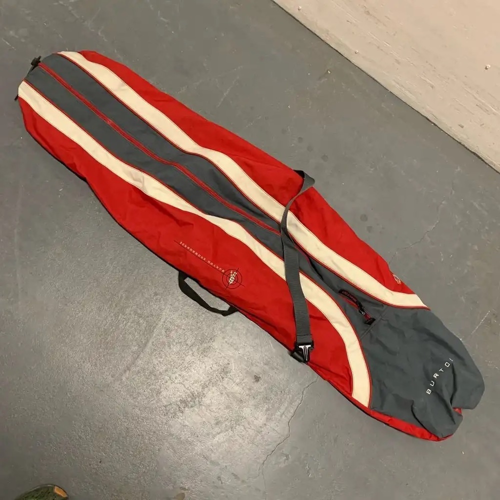 BURTON Travel Carry Bag for Snowboard Red Gray Cream Snowboarding Zip Up Case